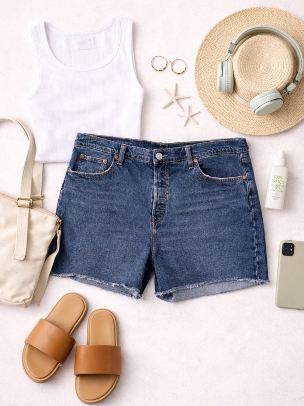 Levi’s Denim Cutoff Shorts Medium Wash High Rise Raw Hem